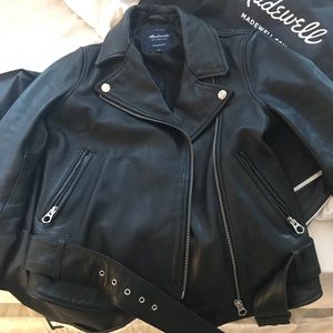 Small black leather jacket madewell